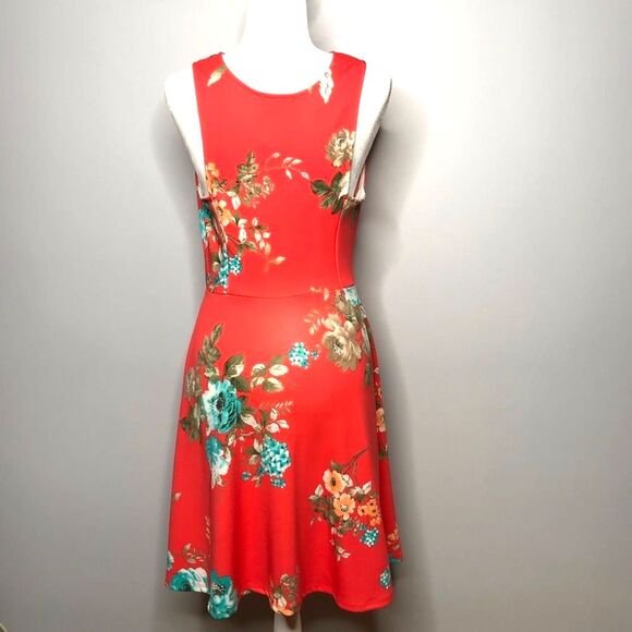 NWT Aqua Brand Coral Fit & Flare Floral Dress Size Large - Picture 4 of 7